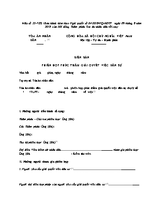 Biên bản phiên họp phúc thẩm giải quyết việc dân sự - Nghị quyết 04/2018/NQ-HĐTP