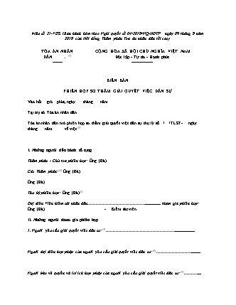 Biên bản phiên họp sơ thẩm giải quyết việc dân sự - Nghị quyết 04/2018/NQ-HĐTP