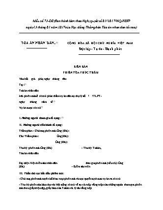 Biên bản phiên tòa phúc thẩm vụ án dân sự - Nghị quyết 01/2017/NQ-HĐTP