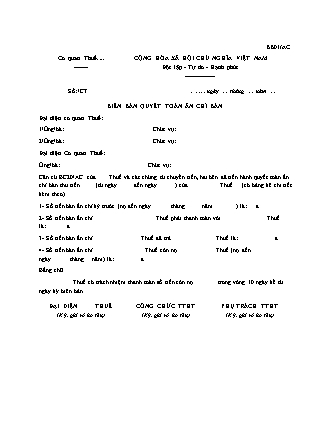 Biên bản Quyết toán ấn chỉ bán - Quyết định 2262/QĐ-TCT