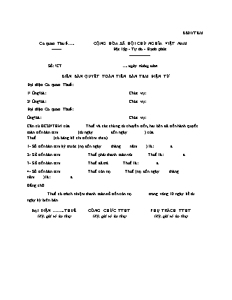 Biên bản Quyết toán tiền bán tem điện tử - Quyết định 568/QĐ-TCT