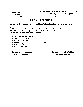 Biên Bản Sự Cố Thiết Bị