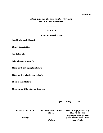 Biên bản Tai nạn rủi ro nghề nghiệp -Quyết định 24/2023/QĐ-TTg