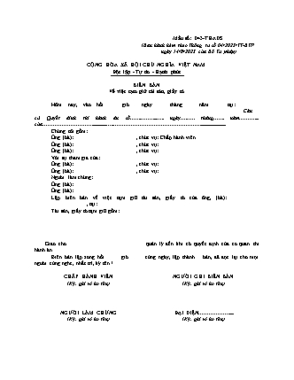 Biên bản tạm giữ tài sản, giấy tờ (án dân sự) - Thông tư 04/2023/TT-BTP
