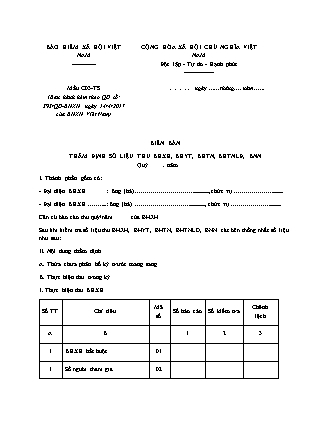 Biên bản thẩm định số liệu thu BHXH, BHYT, BHTN, BHTNLĐ, BNN - Quyết định 595/QĐ-BHXH