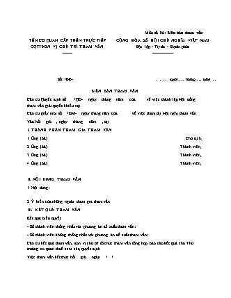 Biên bản Tham vấn Tổng Cục Thuế - Quyết định 1490/QĐ-TCT