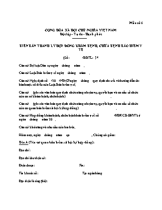 Biên bản thanh lý hợp đồng khám bệnh, chữa bệnh bảo hiểm y tế - Nghị định 188/2025-NĐ-CP