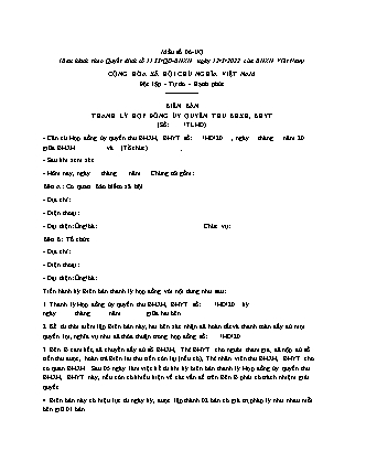 Biên bản Thanh lý Hợp đồng Ủy quyền thu BHXH, BHYT - Quyết định 1155/QĐ-BHXH