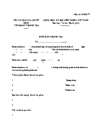 Biên bản thanh tra (ngành Bảo hiểm xã hội) - Quyết định 1518/QĐ-BHXH