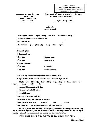 Biên bản Thanh tra thuế - Thông tư 80/2021/TT-BTC