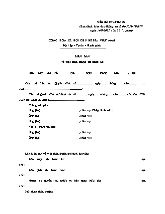 Biên bản thỏa thuận thi hành án (dân sự) - Thông tư 04/2023/TT-BTP