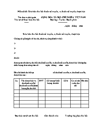 Biên bản thu hồi thuốc cổ truyền, vị thuốc cổ truyền, dược liệu - Thông tư 32/2025/TT-BYT