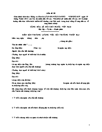 Biên bản thương lượng việc bồi thường thiệt hại - Thông tư liên tịch 01/2012/TTLT-TANDTC-VKSNDTC-BTP