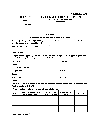 Biên bản tiêu hủy tang vật, phương tiện vi phạm hành chính - Nghị định 118/2021/NĐ-CP