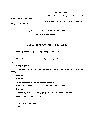 Biên bản tự nguyện thi hành án dân sự - Thông tư liên tịch 07/2013/TTLT-BTP-BCA-BTC