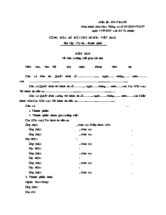 Biên bản về việc cưỡng chế giao tài sản (án dân sự) - Thông tư 04/2023/TT-BTP