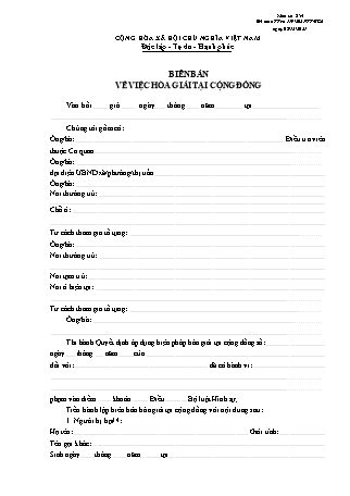 Biên bản về việc hòa giải tại cộng đồng - Thông tư 119/2021/TT-BCA