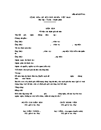 Biên bản xác định giá tài sản - Thông tư 96/2016/TT-BQP