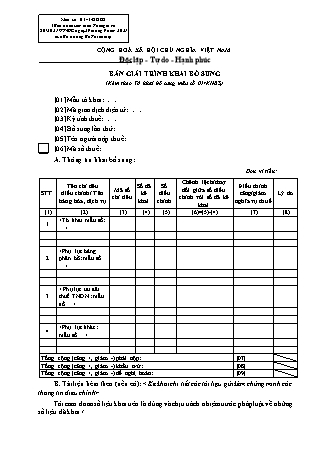 Bản giải trình khai bổ sung (thuế) - Mẫu số 01-1-KHBS-Thông tư số 80-2021-TT-BTC