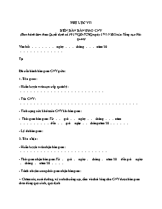 Biên bản bàn giao chó nghiệp vụ ngành hải quan - Quyết định 3927-QĐ-TCHQ