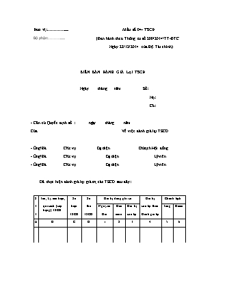 Biên bản đánh giá lại tài sản cố định - Mẫu số 04-TSCĐ - Thông tư 200-2014-TT-BTC