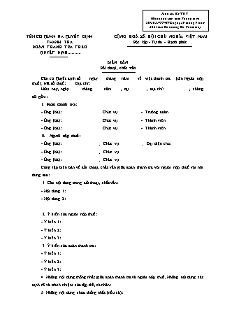 Biên bản đối thoại, chất vấn (thanh tra thuế) - Mẫu số 05-TTrT - Thông tư 80-2021-TT-BTC