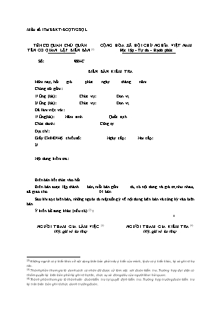 Biên bản kiểm tra báo cáo quyết toán ngành hải quan - Mẫu số 17a-BBKT-BCQT-GSQL - Thông tư 39-2018-TT-BTC