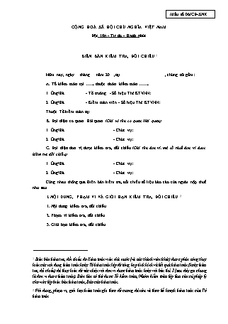 Biên bản kiểm tra, đối chiếu của Kiểm toán Nhà nước - Mẫu số 06-CĐ-XNK - Quyết định 475-QĐ-KTNN