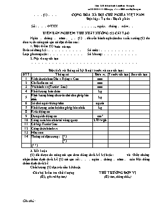 Biên bản nghiệm thu xuất xưởng cải tạo (xe cơ giới, xe máy chuyên dùng) - Mẫu KĐ16 - Thông tư 82-2024-TT-BCA