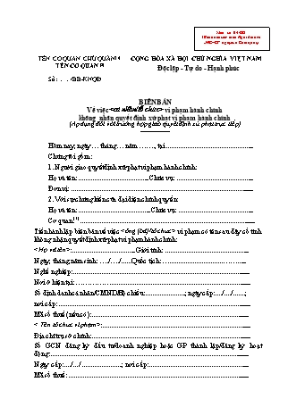 Biên bản Về việc cá nhân-tổ chức vi phạm hành chính không nhận quyết định xử phạt vi phạm hành chính - Mẫu số 04-BB
