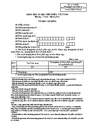 Tờ khai bổ sung (thuế) - Mẫu số 01-KHBS - Thông tư số 80-2021-TT-BTC