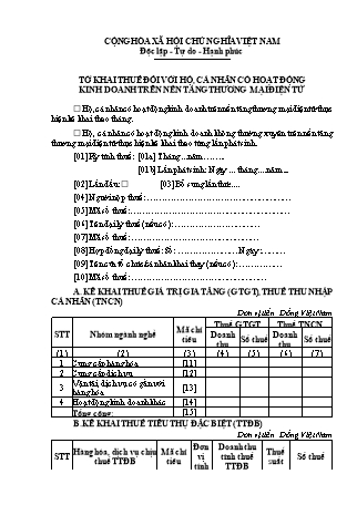 Tờ khai thuế đối với hộ, cá nhân kinh doanh trên nền tảng thương mại điện tử - Mẫu 02-CNKD-TMĐT-Nghị định số 117-2025-NĐ-CP
