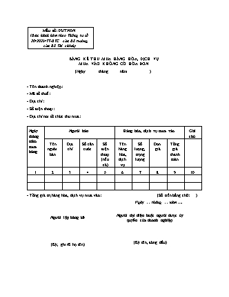 Bảng kê thu mua hàng hóa, dịch vụ không có hóa đơn - Mẫu số 02-TNDN -Thông tư số 20-2026-TT-BTC
