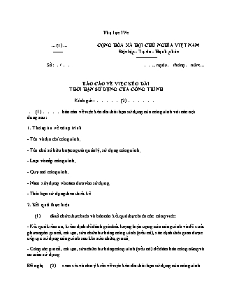 Báo cáo về việc kéo dài thời hạn sử dụng của công trình - Nghị định 14-2026-NĐ-CP