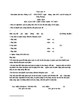 Biên bản bàn giao kết luận giám định tư pháp - Thông tư 30-2016-TT-BCT