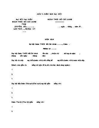 Biên bản đại hội Đoàn thanh niên CS Hồ Chí Minh - Hướng dẫn 66-HDTWĐTN-BTC