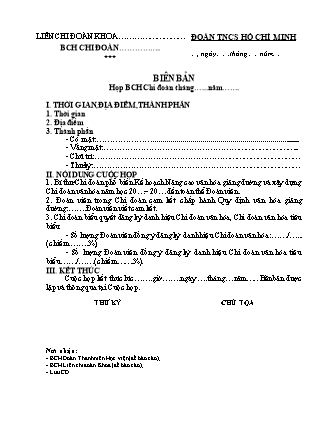 Biên bản họp Ban chấp hành Chi đoàn