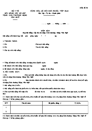 Biên bản họp Hội đồng cấp Bộ xét tặng Giải thưởng Đặng Văn Ngữ - Thông tư 23-2020-TT-BYT