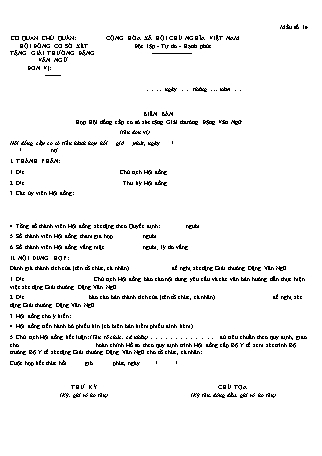 Biên bản họp Hội đồng cấp cơ sở xét tặng Giải thưởng Đặng Văn Ngữ - Thông tư 23-2020-TT-BYT
