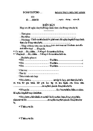 Biên bản họp xét chuyển Đảng chính thức cho Đảng viên dự bị (Trường Đại học)