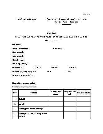 Biên bản kiểm định an toàn và tính năng kỹ thuật máy gây mê kèm thở - Quyết định 4442-QĐ-BYT