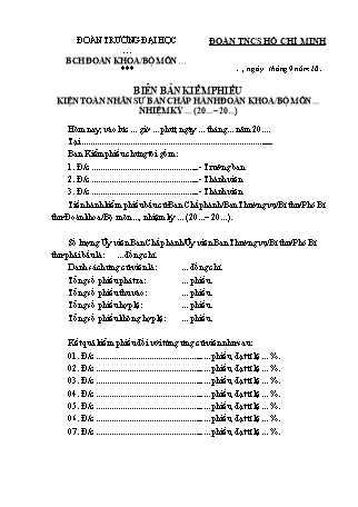 Biên bản kiểm phiếu kiện toàn nhân sự Ban chấp hành Đoàn