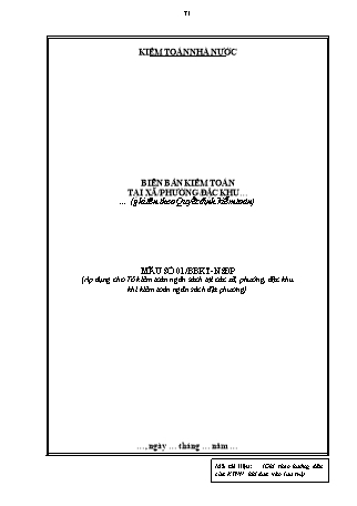 Biên bản kiểm toán tại xã, phường, đặc khu - Mẫu số 01-BBKT-NSĐP - Quyết định 323-QĐ-KTNN