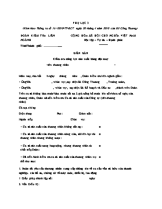 Biên bản kiểm tra năng lực sản xuất hàng dệt may - Thông tư 16-2010-TT-BCT