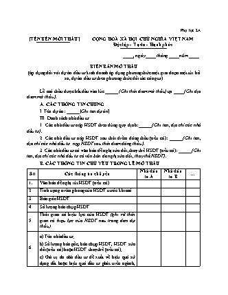 Biên bản mở thầu (áp dụng cho phương thức một giai đoạn một túi hồ sơ, đối tác công tư) - Thông tư 142-2025-TT-BTC
