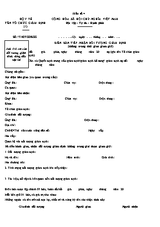 Biên bản tiếp nhận đối tượng giám định (không trong thời gian giam giữ) - Thông tư 23-2019-TT-BYT