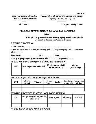 Mẫu Báo cáo tình hình hoạt động đo đạc và bản đồ - Nghị định 39-2026-NĐ-CP