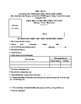 Mẫu sổ khám sức khỏe phát hiện bệnh nghề nghiệp - Thông tư 56-2025-TT-BYT