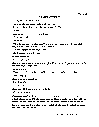 Tờ khai kỹ thuật (đề nghị cấp giấy phép xuất khẩu giống cây trồng) - Thông tư 07-2026-TT-BNNMT