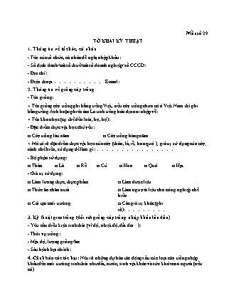 Tờ khai kỹ thuật (đề nghị nhập khẩu giống cây trồng) - Thông tư 07-2026-TT-BNNMT